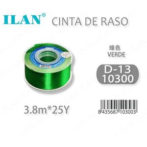 ริบบิ้นผ้าซาตินอิลัน 3.8 ม. 25 หลา สีเขียว D13 - Product Image 1