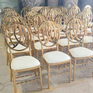 Fábrica al por mayor apilable de lujo Hotel muebles de exterior de metal dorado nupcial boda fiesta banquetes mesas y sillas para eventos - Product Image 1