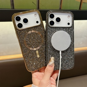 Coque de téléphone rigide plaquée diamant scintillant pour iPhone 17 16 14 13 12 Pro 15 Pro Max, modèle de protection magnétique Plus - Product Image 2