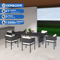 Ensemble de table et chaises de salle à manger en métal de style moderne pour villa, mobilier d'extérieur de jardin, portable, imperméable, multi-assemblable