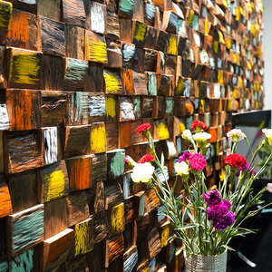 Panel de Pared de Mosaico de Madera Sólida, Tablones de Cedro Envejecido y Desgastado para Decoración de Paredes de Cafeterías, Bistrós y Barras <span class=keywords><strong>Vintage</strong></span> - Product Image 1