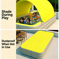 Piscine gonflable en PVC avec auvent familial, portable, rectangulaire, grande, pour l'extérieur, avec toboggan, pour enfants et adultes, double couche 3 couches