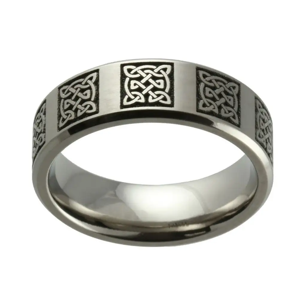 Cincin simpul Celtic 316l perhiasan pria Spiritual baja tahan karat PVD 18k berlapis emas Tantalum cincin simpul Celtic