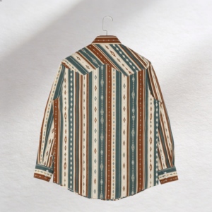 Camicie a Righe a Maniche Lunghe per Uomo in Stile Occidentale 100% Cotone con Stampa Digitale in Diversi Colori - Product Image 2