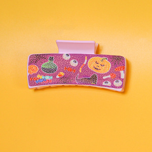 Pince à cheveux rectangulaire en similicuir avec imprimé fantôme et citrouille pour Halloween, accessoires de coiffure pour fêtes et festivals - Product Image 5