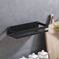 Étagère de douche murale en acier inoxydable noir HF pour cuisine et salle de bain, organiseur de rangement moderne