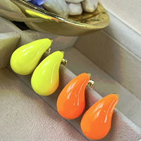 Bijoux fantaisie de couleur personnalisée, grosses répliques, émail épais, goutte d'eau, Bottega Drop Dupe, grandes boucles d'oreilles créoles pour femmes et filles