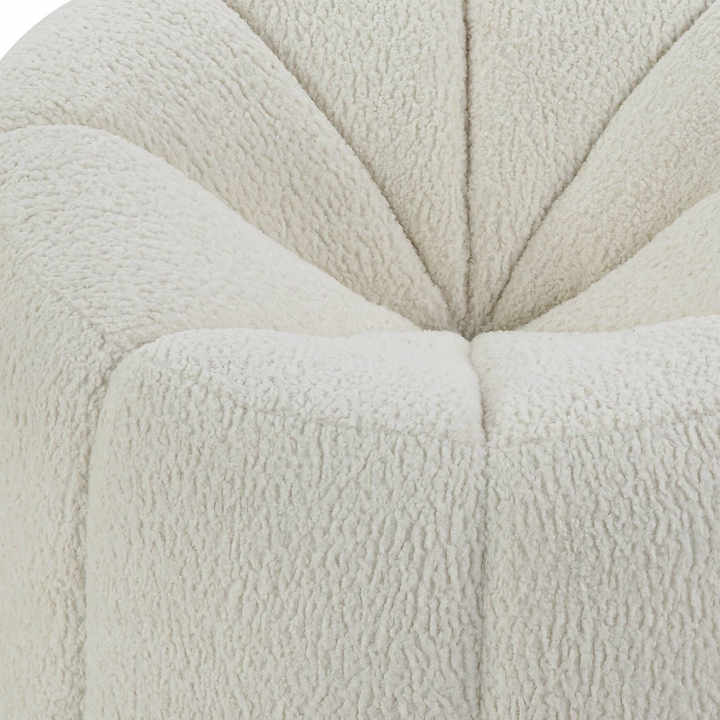 HMS 38\" Luxury White Black Sherpa Swivel Barrel Chair Tufted Scandinavian Design for Home Office Living Room or Dining Room