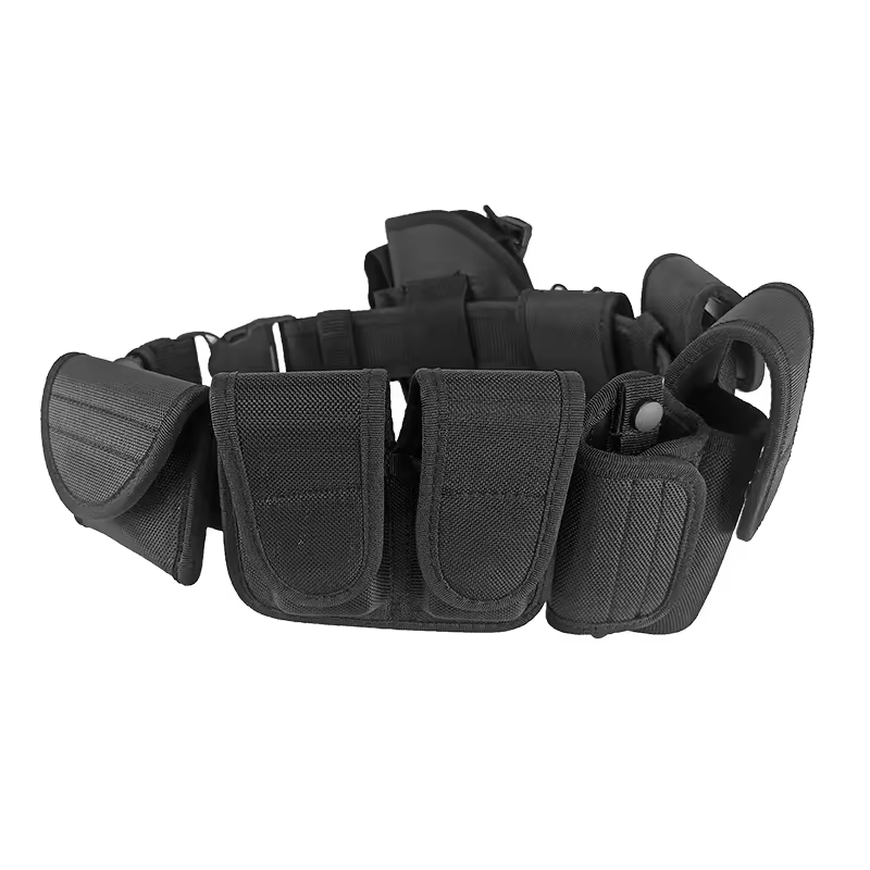 ACEXIER Ceinture Tactique 10en1 Multifonction - Holster Pistolet, Lampe, Menottes - Nylon Noir