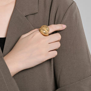 Fashionable Gold Plated Titanium Steel <b>Ring</b> For Women Geometric Shape Party Jewelry - Product Image 3