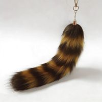 Porte-clés Pendentif en fourrure de renard, raton laveur ou loup, style dessin animé, pour sacs d'école, accessoire léger à suspendre
