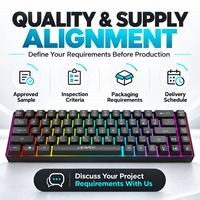 Clavier de jeu mécanique filaire à 68 touches avec logo personnalisé, rétroéclairage RVB, interrupteurs interchangeables à chaud et câble USB-C détachable