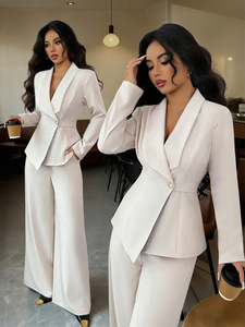 Ensemble de bureau pour femmes IStapromo Gifts, ensemble deux pièces tendance avec pantalon droit à manches longues, velours infroissable - Product Image 2