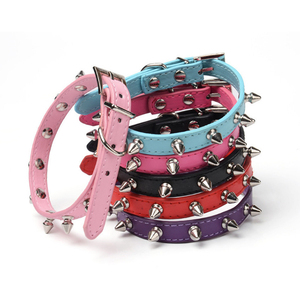 Alta calidad ajustable PU remache tachonado <span class=keywords><strong>Spiky</strong></span> Pet Dog Collares para perro - Product Image 3