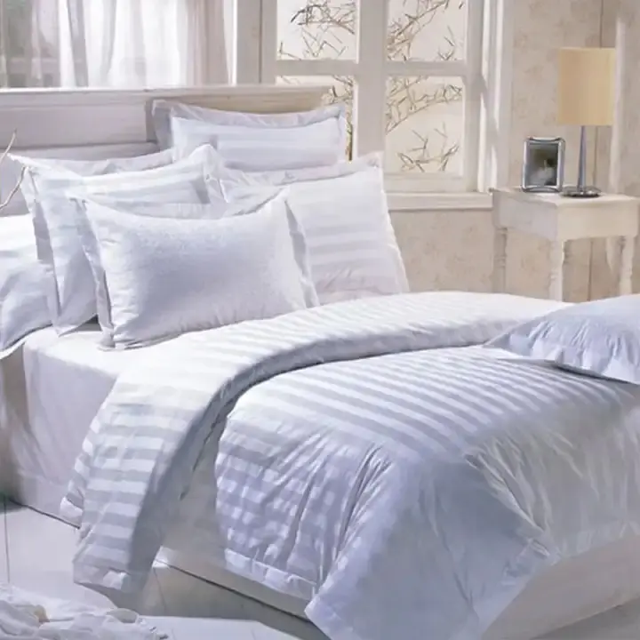 Fabricant Guangdong vente en gros personnalisé 100% coton 3cm rayure hôtel ensemble de literie housse de couette ensemble taie d'oreiller