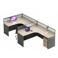 Poste de travail de bureau incurvé avec cloison, bureau informatique moderne en bois, table de direction de luxe, ensemble de mobilier de bureau