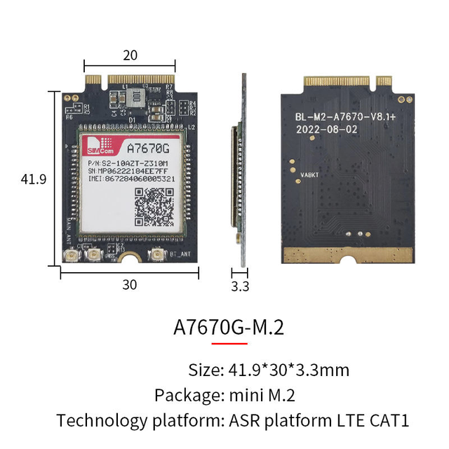 A7670 E A7670G A7670SA CAT1 LTE 4G Module SIMCOM 4G LTE Module
