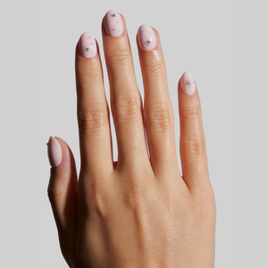 Faux ongles en PMMA à presser, marque privée, réutilisables, courts, ovales, <span class=keywords><strong>rose</strong></span> laiteux, <span class=keywords><strong>avec</strong></span> <span class=keywords><strong>strass</strong></span> en forme d'étoile, finition brillante, colle incluse - Product Image 3