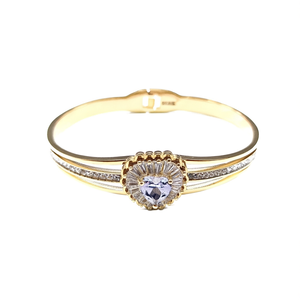 BBBA-04083 กำไลข้อมือและกำไลแบบคลาสสิก ดีไซน์รูปหัวใจ ชุบทอง 22k ผลิตจากสแตนเลสสตีล 316L ประดับคริสตัล สำหรับผู้หญิง - Product Image 2