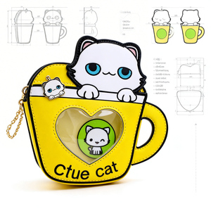 Sac bandoulière en cuir PU avec chaîne, design chat 3D mignon, forme tasse personnalisée, pour fans d'anime - Product Image 3