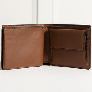 Porte-monnaie pour hommes, tripliable court cartes de crédit, avec Logo personnalisé, en cuir synthétique, marron - Product Image 3