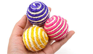 Mèo tương tác Đồ chơI mèo sisal Bóng đồ chơi Kitten sisal gãi bóng 4cm các loại màu với dây đàn hồi cho mèo để đầu - Product Image 5