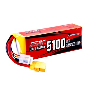แบตเตอรี่ SUNPADOW 4S Lipo สำหรับเครื่องบินบังคับวิทยุ เฮลิคอปเตอร์ โดรน FPV ควอดคอปเตอร์ ความจุ 5100mAh 14.8V 70C พร้อมหัวต่อ XT90 สำหรับแบตเตอรี่ 8S - Product Image 1