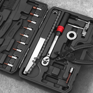 Kit de réparation et d'entretien de vélo avec clé <span class=keywords><strong>dynamométrique</strong></span> 1/4'' de 17 pièces, jeu de douilles multifonctionnel avec boîte à outils de démontage portable - Product Image 6