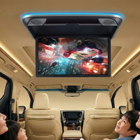 Moniteur de toit de voiture LCD 22 pouces HD 1080P rabattable avec lumière ambiante RVB 7 couleurs, lecteur USB/SD/MP5 pour le divertissement des passagers