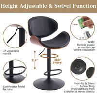 Tabouret de bar pivotant moderne en cuir PU et liège, hauteur et repose-pieds réglables pour salle à manger, extérieur, salon