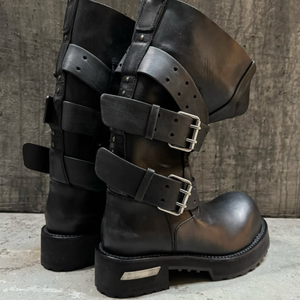 Bottes Venom de luxe 2026, nouveau style plateforme, en cuir, à lacets, style punk, bottes métalliques tendance - Product Image 2