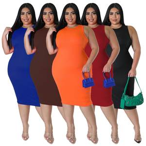 Robe d'été pour femmes, silhouette moulante tendance de haute qualité, <span class=keywords><strong>col</strong></span> Peter Pan confortable, sans manches, grande taille, décontractée pour adultes - Product Image 2