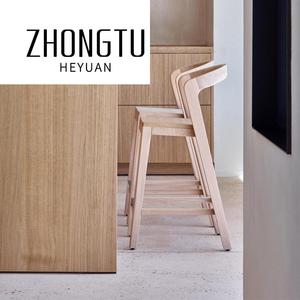 Hiện Đại Bằng Gỗ Quán Cà Phê Cửa Hàng Da Đệm Cao Nhà Bếp Nhà Hàng Bằng Gỗ Quầy Bar Phân Ghế Ăn Đặt - Product Image 4