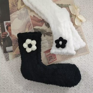 Cute 3D Floral Coral Fleece <b>Socks</b> For Women Thickening Thermo Fuzzy Loungewear <b>Socks</b> With Added Fleece Winter Warm <b>Socks</b> - Product Image 1