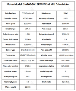 SIAECOSYS 고속 12KW 150KPH 전기 자동차 모터 (컨트롤러 ND721200B 조건 포함) 신규 - Product Image 6