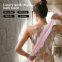 Brosse exfoliante longue en fibre de polyester pour le corps, éponge loofah écologique, fabriquée au Zhejiang, nettoyant corporel moderne