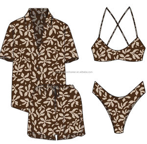 Op Maat Gemaakte Designer Zomer Gym Swim Beach Shirts Shorts Sexy Hawaiiaans 2-delige Set Halterhalslijn Met Dierenpatroon - Product Image 2