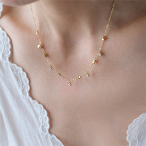 Collier ras du cou pour femme SP Minimalist Korean en acier inoxydable plaqué <span class=keywords><strong>or</strong></span> 18 carats avec pendentif cube et zircon - Product Image 2