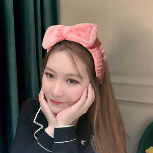 ODM Factory, lazos coreanos con lazo de lentejuelas para el cabello, bandas elásticas de felpa de ala ancha de franela para mujer, diademas de tela de maquillaje para lavado de cara - Product Image 2