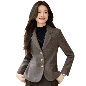 Women's Wool Blazer Solid Color Anti-Wrinkle Buttons Autumn Winter Style - Product Image 5