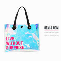 Sac de plage transparent imperméable en PVC scintillant, sac fourre-tout tendance à ouverture facile pour les vacances et les stations balnéaires, vente en gros
