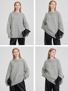 Maglione da <span class=keywords><strong>Donna</strong></span> in Cashmere e Lana a Tinta Unita Girocollo con Spalle Scivolate <span class=keywords><strong>Maglia</strong></span> in Cashmere - Product Image 2