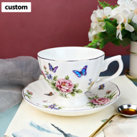 Cangkir Kopi Teh Porselen Bone China Mewah Modern Eropa Nordik Turki Grosir dengan Warna yang Dapat Disesuaikan