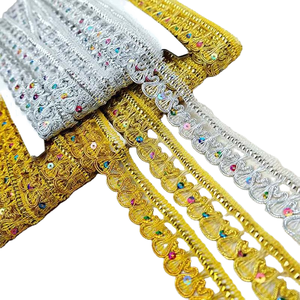 27mm Eco-Friendly 100% Metallic Costume Dress <b>Sewing</b> Trimming Edge Ribbon DIY Clothes Craft <b>Bag</b> Decorative Sequined Knitted - Product Image 1