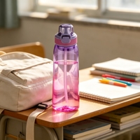 Bouteille d'eau anti-fuite sans BPA en Tritan+PP avec couvercle à ouverture rapide pour adultes - Activités de camping et de plein air, consommation directe, compatible lave-vaisselle