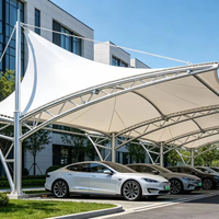 Abri de voiture en membrane tendue architecturale, tissu enduit de PVDF, acier galvanisé, résistant aux UV, auvent de stationnement extérieur