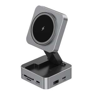 <span class=keywords><strong>Chargeur</strong></span> sans fil pliable multifonctionnel HD4K60hz Gigabit Ethernet USB 3.0 Lecteur de cartes SD TF 15W 10 en 1 Hub USB C magnétique - Product Image 2