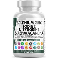 Complément de soutien thyroïdien au Sélénium, Iode, Zinc, L-Tyrosine, Ashwagandha, Fucus vésiculeux et Curcuma pour Femmes et Hommes