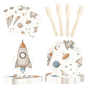 Juego de Vajilla Temática de Astronauta del Espacio Exterior DAMAI, Platos con Forma de Cohete para Niños, Kit de Fiesta de Cumpleaños para Niños - Product Image 2