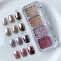 Ensemble de 4 poudres magiques effet miroir, couleur unie, pigment Aurora Moonlight, pour la décoration d'ongles DIY